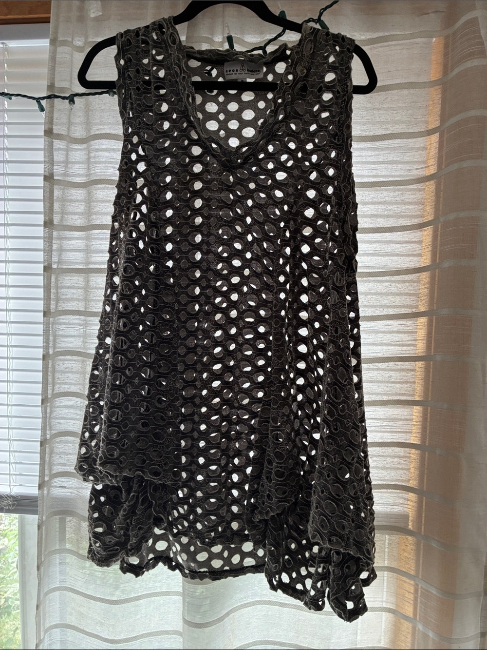 neon buddha Charcoal Crochet Overlay Sleeveless Tank